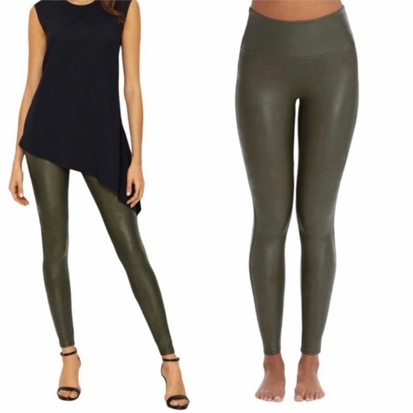 Pants - Olive Faux Leather High Waist Legging